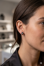 Black Ball Diamond Stud Earrings