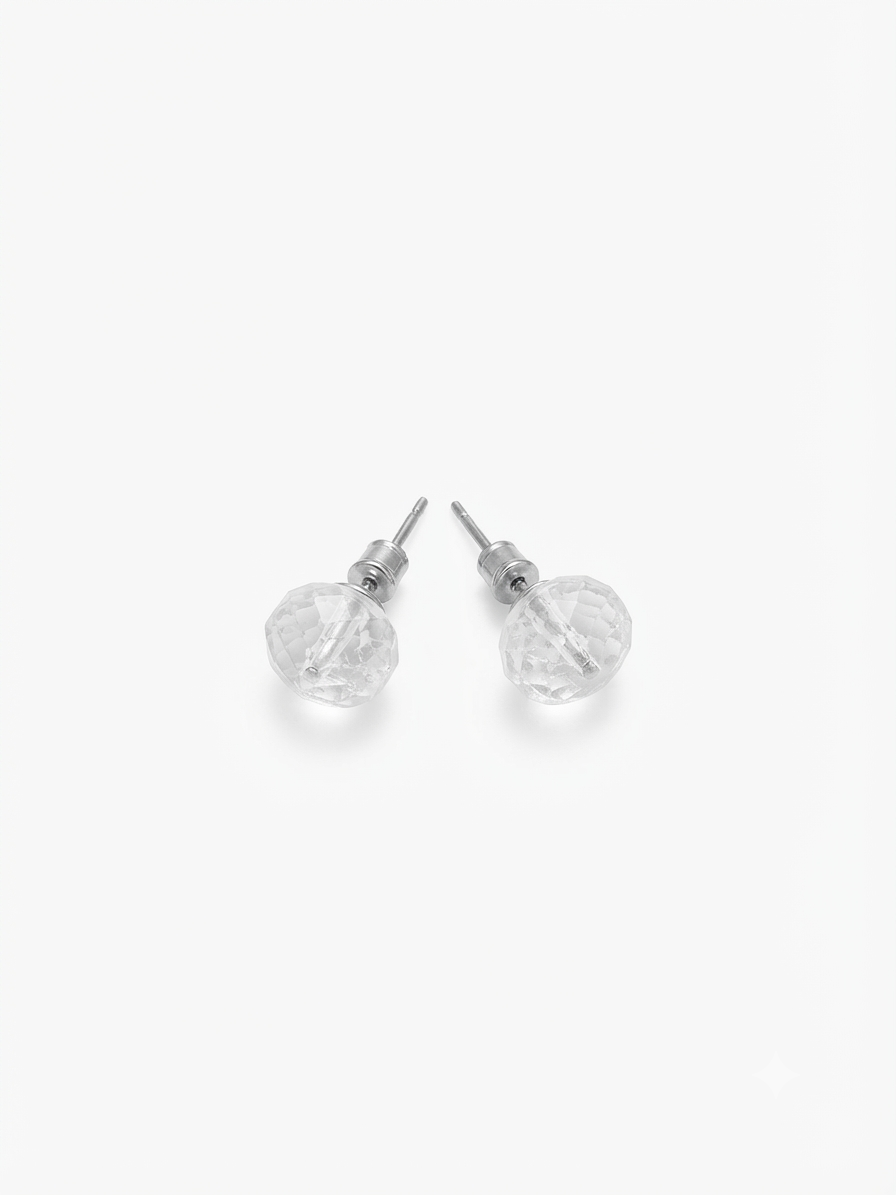 Natural Clear Quartz Stud Earrings