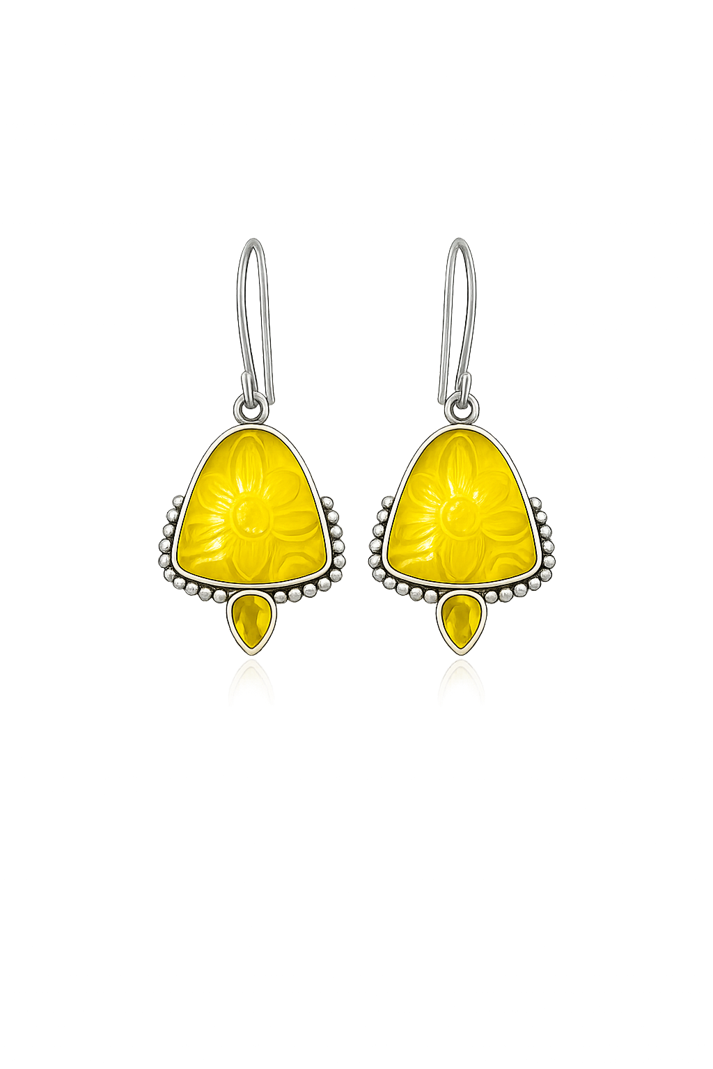 Handcrafted Yellow Floral Drop Earrings