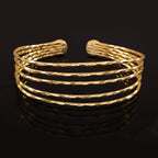 Elegant Hammered Gold Multi-Strand Cuff Bracelet