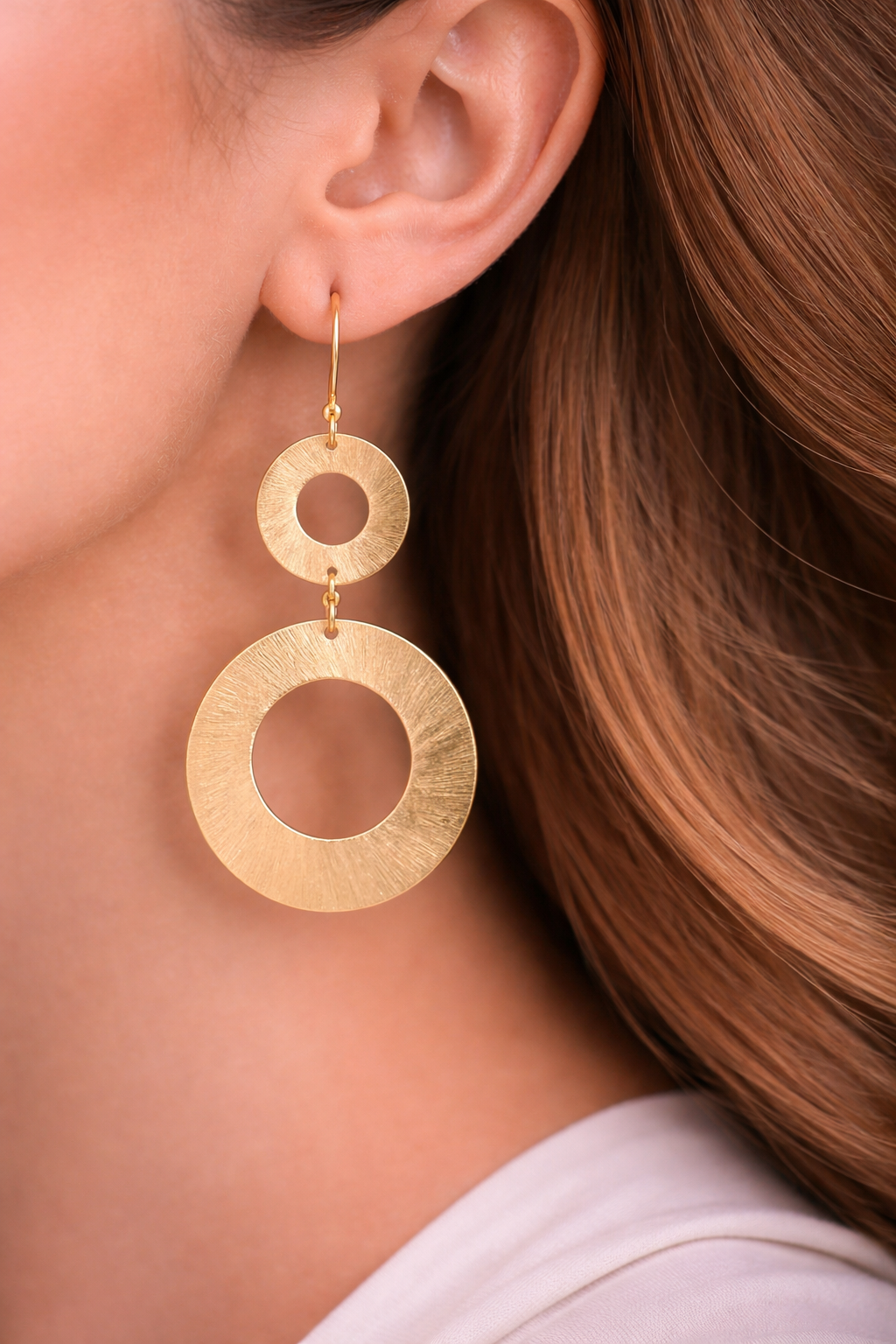 Textured Gold Double Hoop Statement Earrings