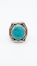Vintage Turquoise Statement Ring | Handmade Tibetan Silver Ring