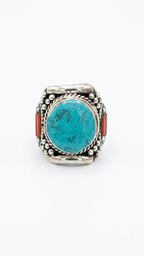 Vintage Turquoise Statement Ring | Handmade Tibetan Silver Ring