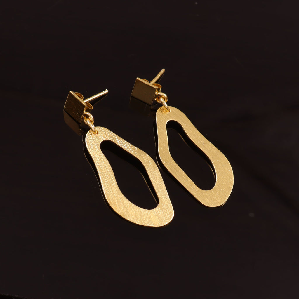 Minimalist Gold Abstract Drop Earrings Modern Geometric Statement Earrings