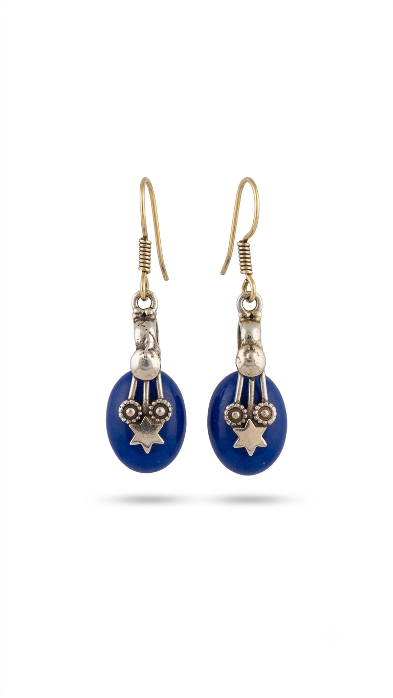 Vintage Blue Tribal Drop Earrings