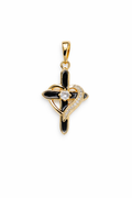 Gold Cross Heart Pendant Necklace | Black Enamel Cross