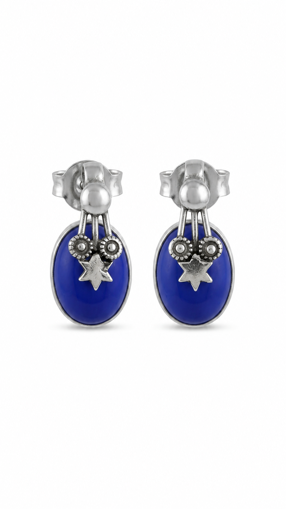 Vintage Blue Stone Stud Earrings