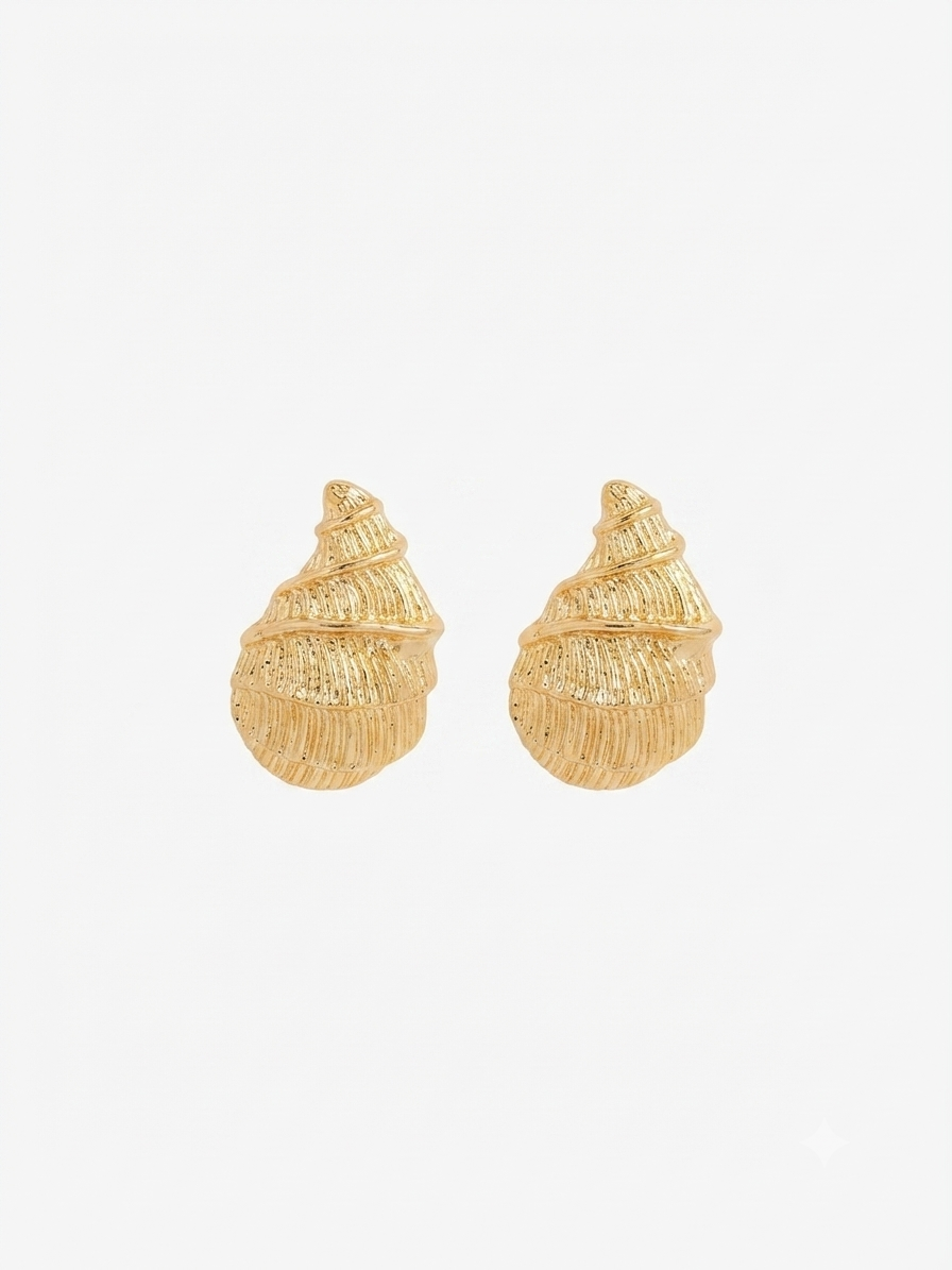 Gold Seashell Stud Earrings
