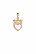Gold Crown Heart Pendant Necklace