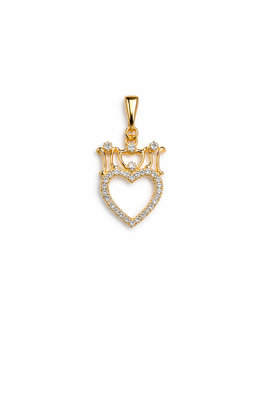 Gold Crown Heart Pendant Necklace