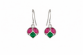 Ruby & Emerald Inspired Silver Tone Drop Earrings