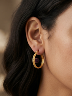 Ruby Hoop Earrings in 18K Gold Plated