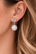 Pearl Drop Earrings, Silver Stud Pearl Earrings