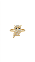 Cute Owl Crystal Ring in Gold Finish