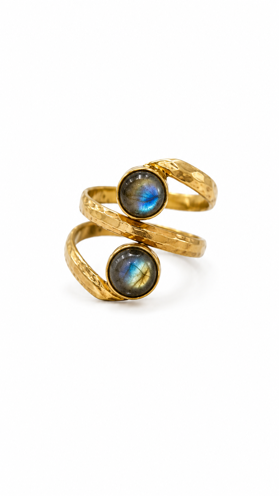 Labradorite Wrap Ring, Adjustable Gold Statement Ring