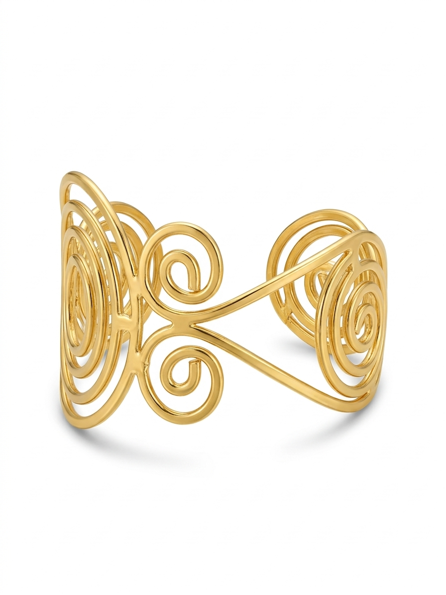Golden Spiral Statement Cuff Bracelet