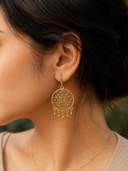 Sri Yantra Earrings | Sacred Geometry Gold Brass Dangle Earrings