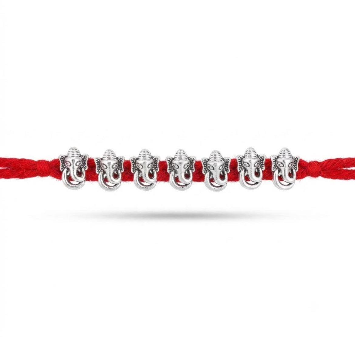 7 Ganesha Silver Plated Rakhi for Brother
