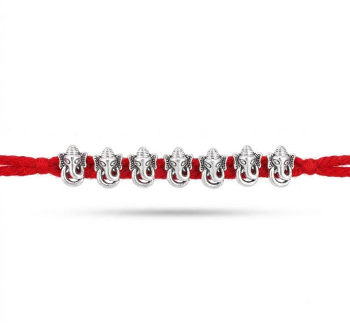 7 Ganesha Silver Plated Rakhi for Brother