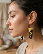 Black Onyx Snake Crystal Earrings