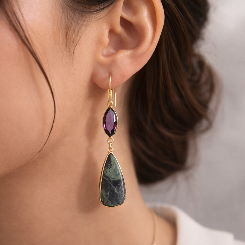 Boho Elegant Gold Tone Drop Earrings