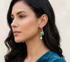 Turquoise Pearl Geometric Drop Earrings