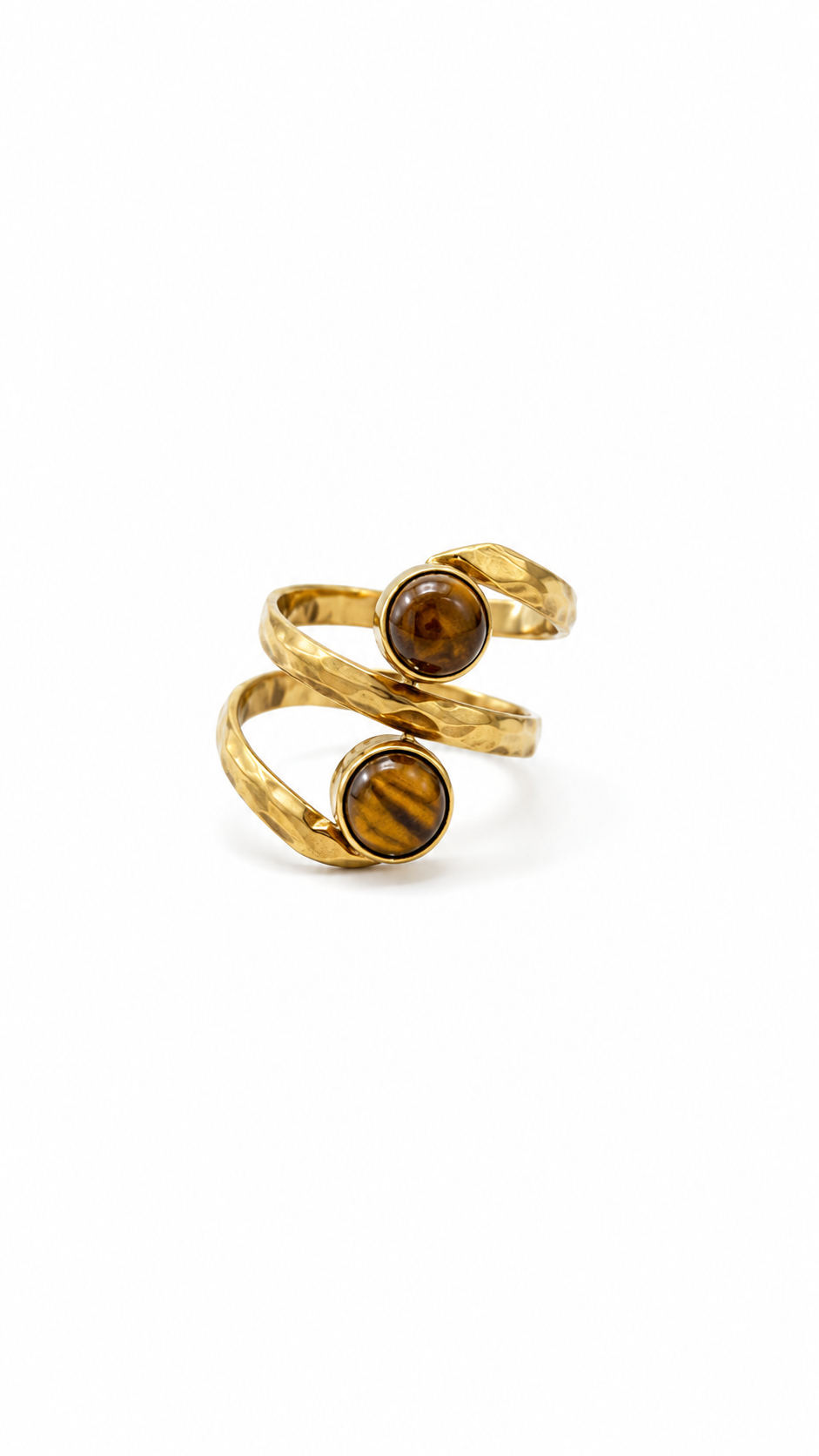 Tiger Eye Wrap Ring, Adjustable Gold Statement Ring