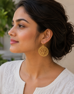 Golden Tree of Life Boho Drop Earrings