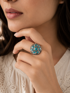 Handmade Tibetan Turquoise Flower Ring