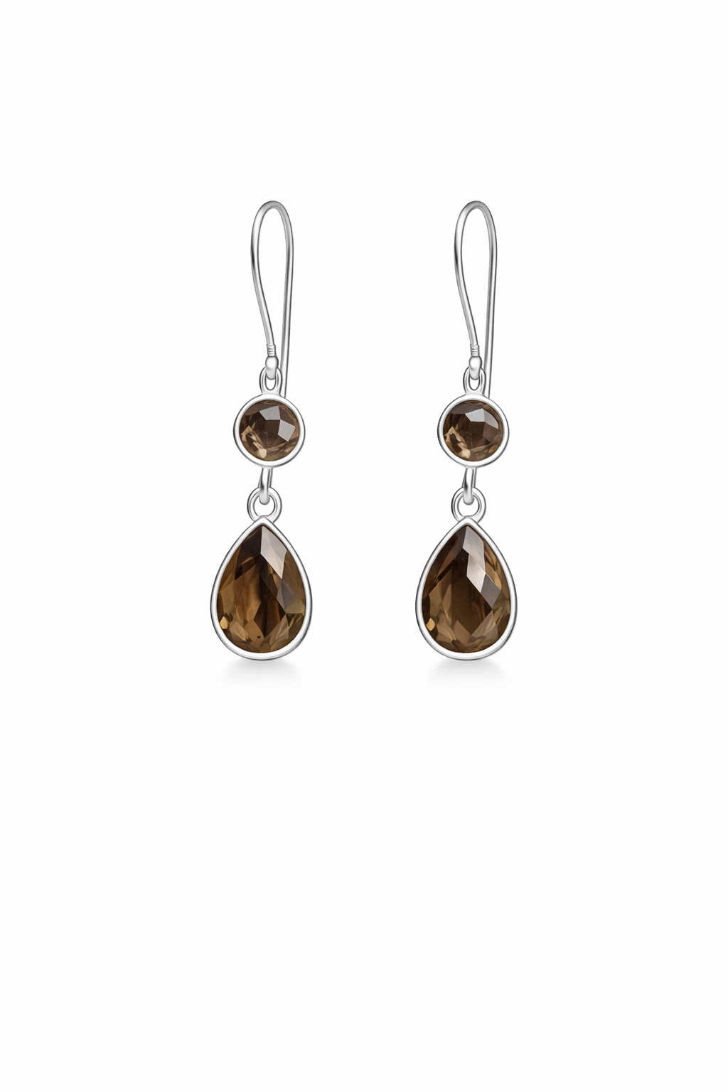 Warm Mocha Double Drop Crystal Earrings
