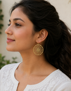 Elegant Gold Mandala Hoop Earrings