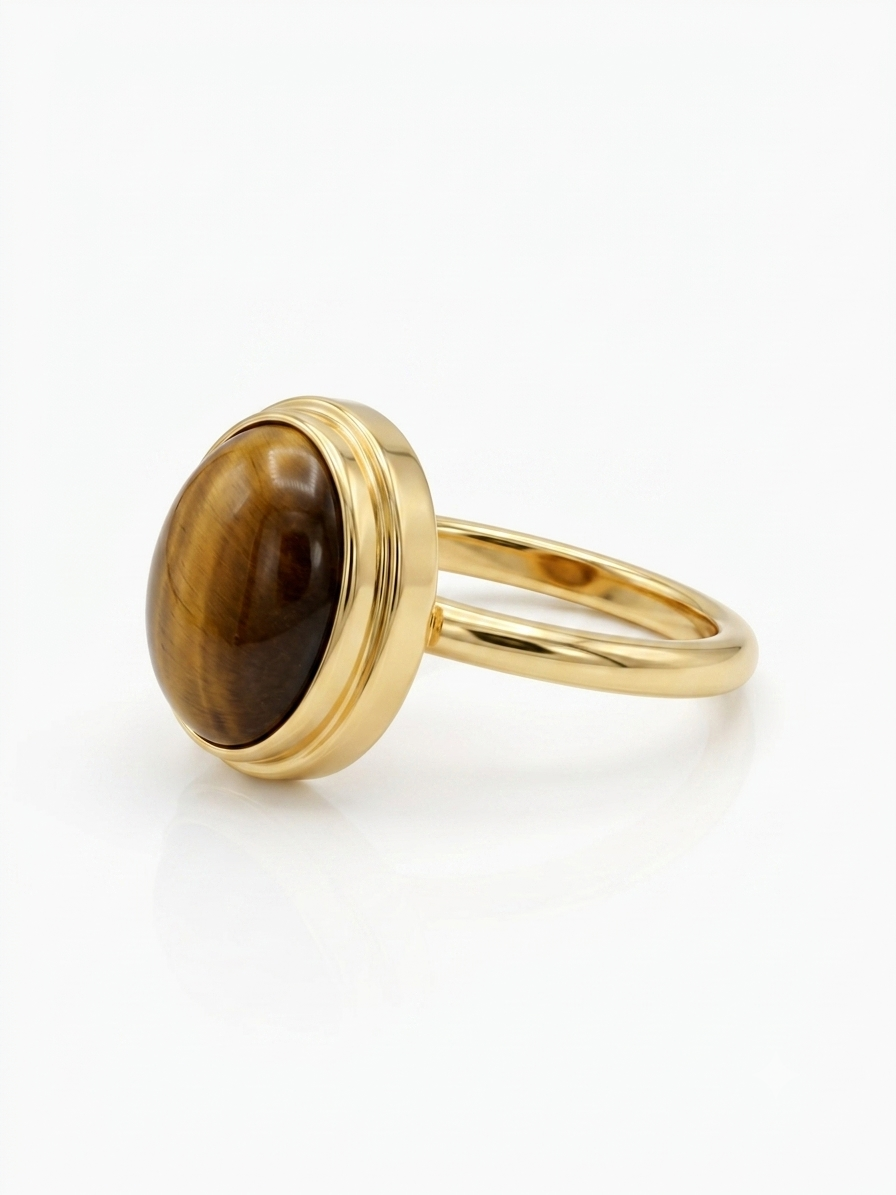 Tiger Eye Statement Ring in Gold