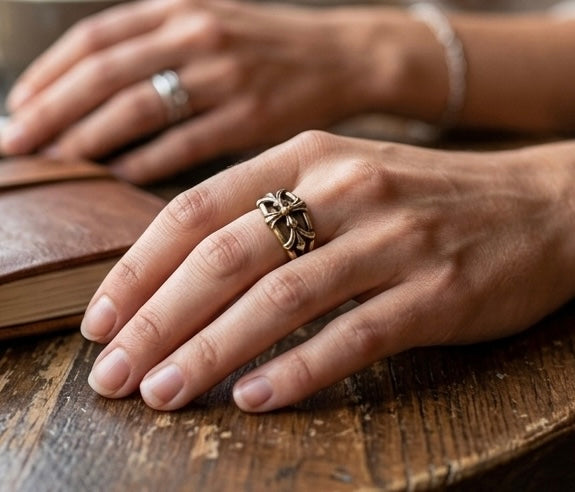Vintage Bronze Floral Statement Ring