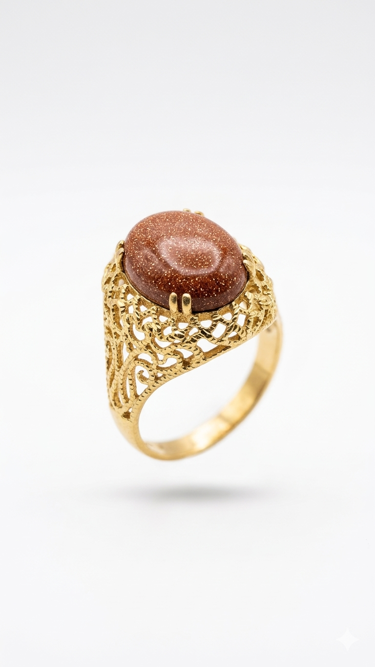 Gold Sunstone Statement Ring