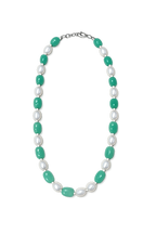 Green Onyx & Freshwater Pearl Beaded Necklace