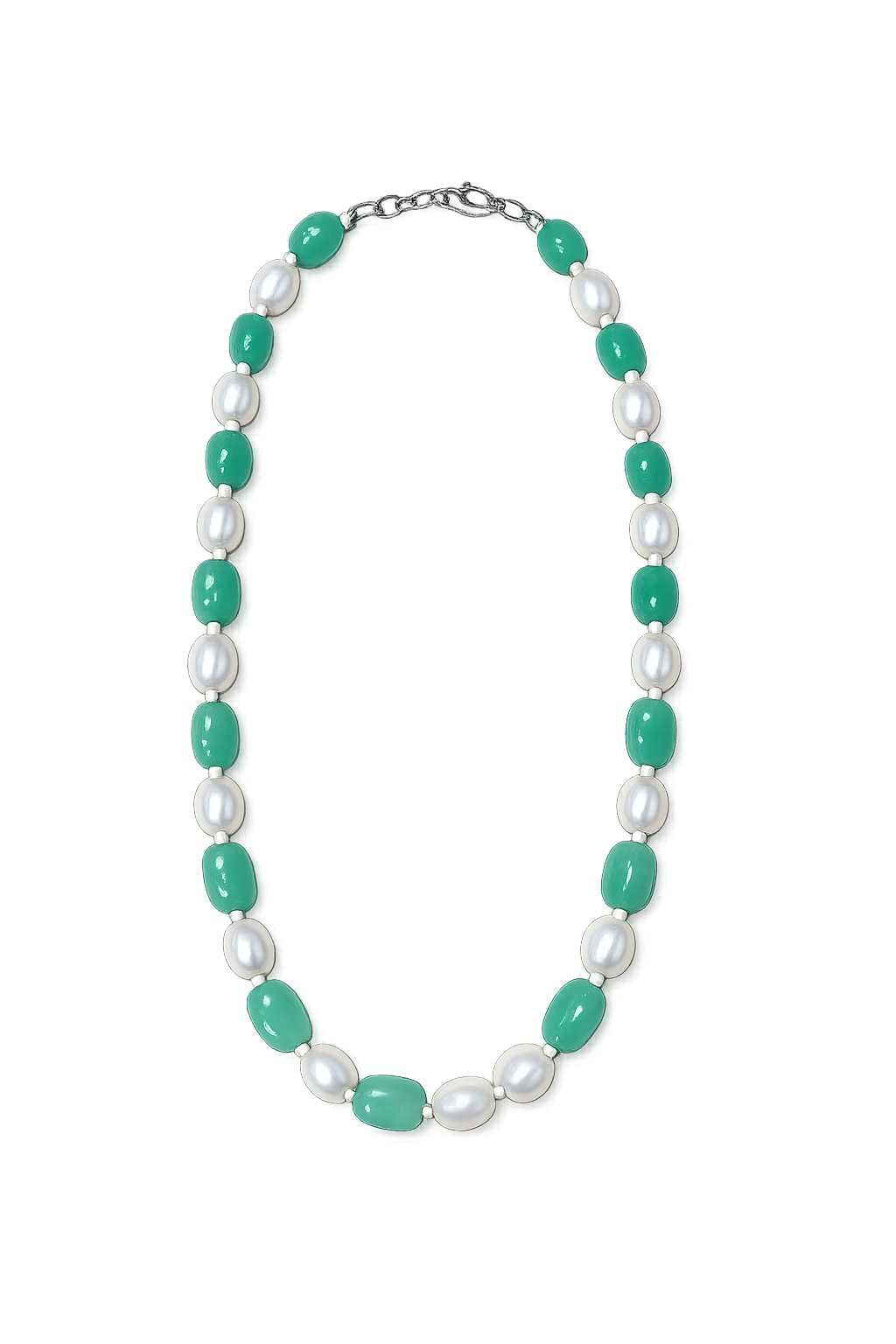 Green Onyx & Freshwater Pearl Beaded Necklace