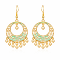 Mint Green Enamel Pearl Drop Earrings