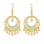 Mint Green Enamel Pearl Drop Earrings