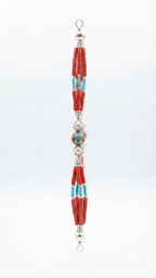Handmade Tibetan Turquoise & Red Coral Beaded Bracelet