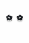 Black Clover Stud Earrings, Floral Stud Earrings