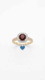 Garnet Halo Ring in Gold Finish