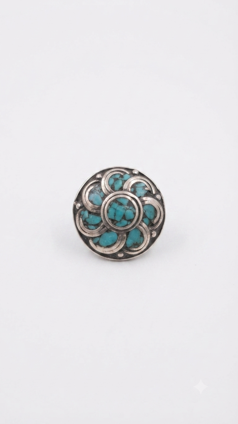 Handmade Tibetan Turquoise Flower Ring