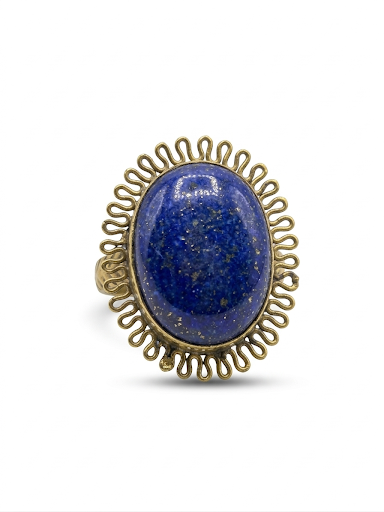 Royal Lapis Stone Statement Adjustable Ring