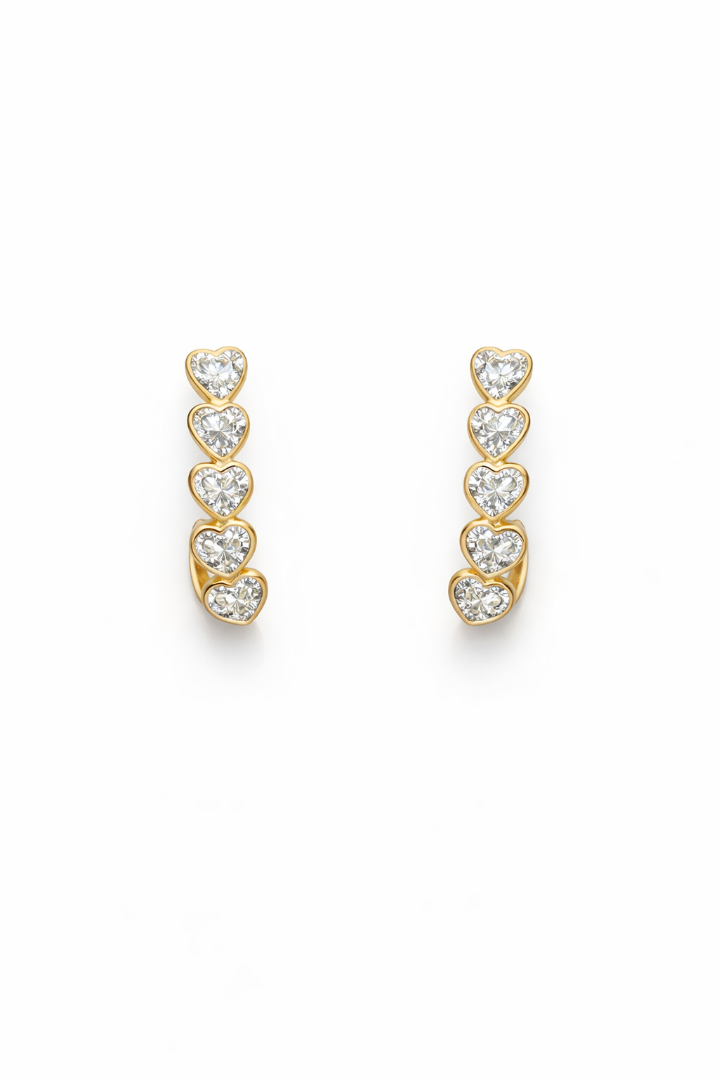 Gold Heart Ear Climber Earrings