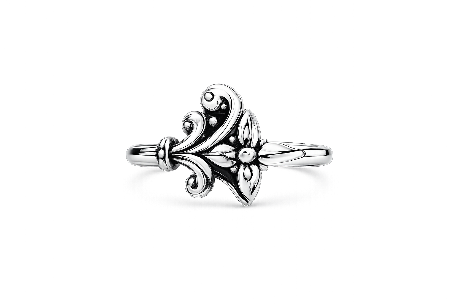 Vintage Silver Floral Vine Ring