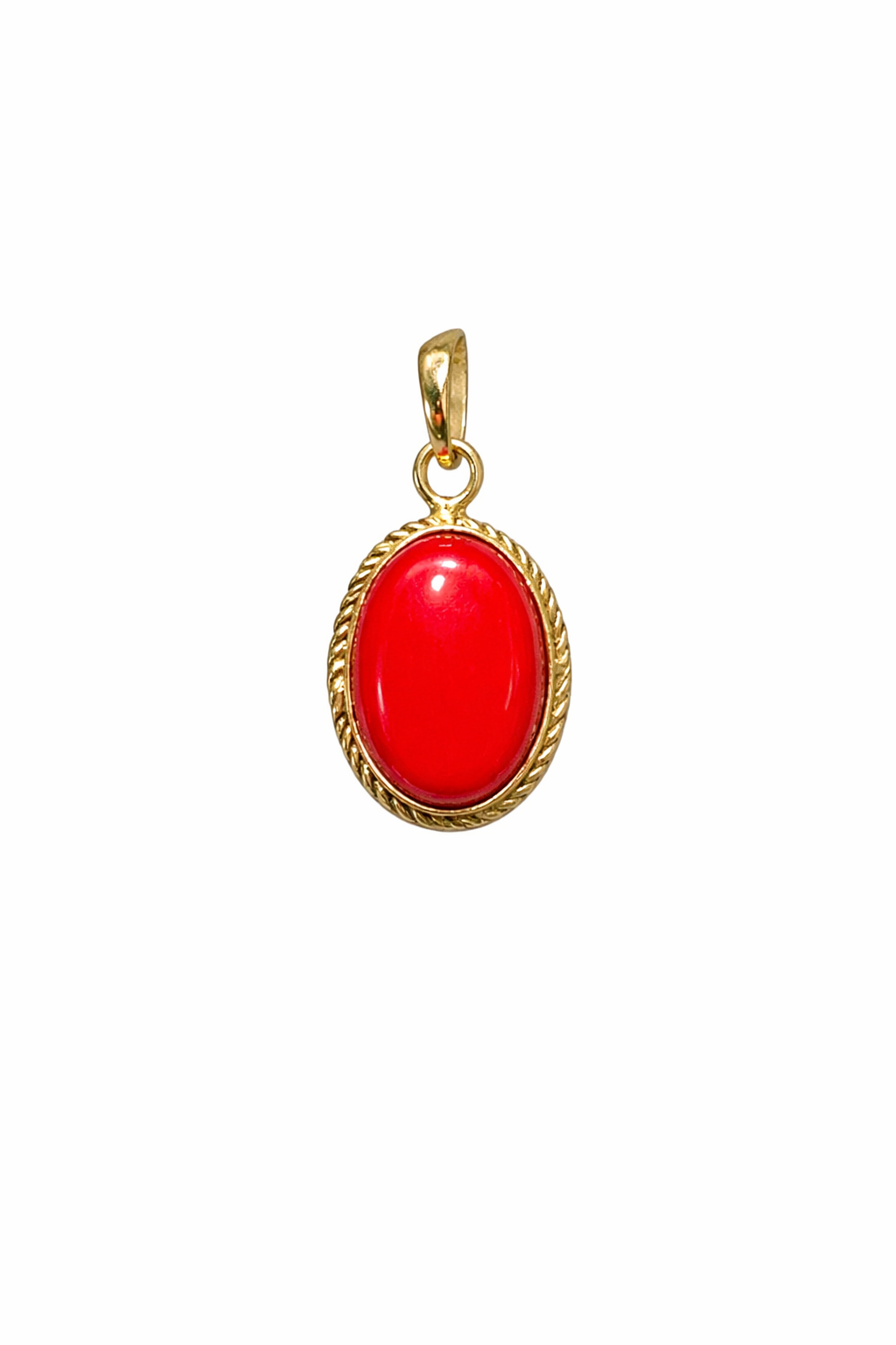 Coral Gemstone Pendant Gold