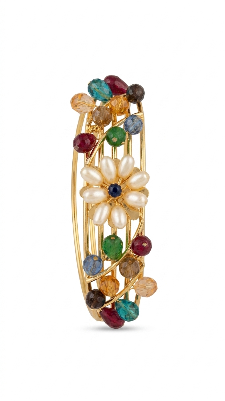 Colorful Floral Pearl Bracelet
