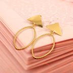 Matte Gold Triangle Stud with Twisted Oval Hoop Earrings