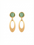 Green Cat’s Eye Gold Drop Earrings