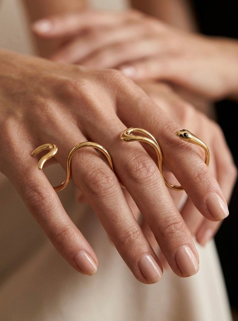 Modern Serpent Wrap Statement Ring
